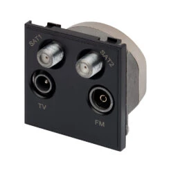 RT Quadplexed Outlet Module (50mm X 50mm) Black