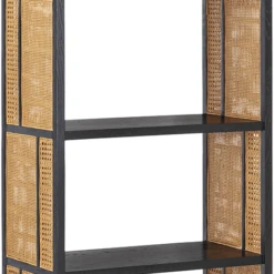 Currey And Company Anisa 76" Contemporary Etagere Caviar Black, Natural 3000-0229