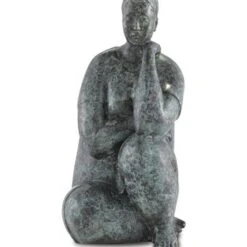 Currey And Company Lady 15.25" Contemporary Sculpture Green And Black 1200-0364