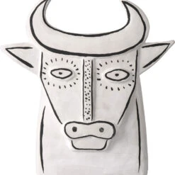 Currey & Company 12.5" Contemporary Thomas The Bull Washed White / Black 1200-0792