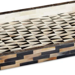 Currey & Company Aldo 2" Modern Tray Natural / Black / White 1200-0759