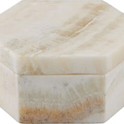 Currey & Company Arco 3" Contemporary Onyx Hexagon Box Natural 1200-0801