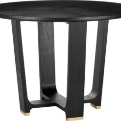 Currey & Company Blake 29.75" Modern Black Dining Table Matte Caviar Black / Polished Brass 3000-0260