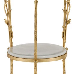 Currey & Company Fiore 28.5" Contemporary Marble Accent Table Polished Brass / Natural 4000-0178