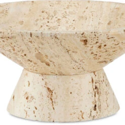 Currey & Company Lubo 4.5" Modern Travertine Small Bowl Natural 1200-0812
