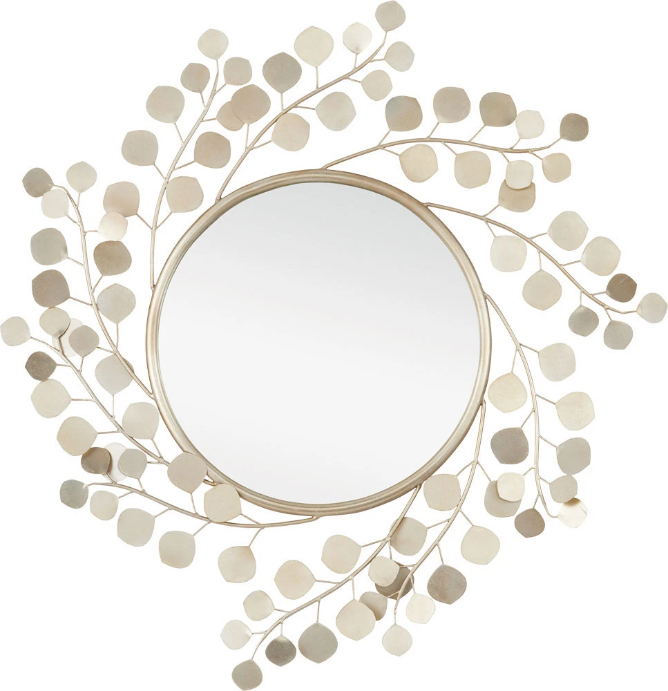Currey & Company Lunaria 37.5" Contemporary Wall Mounted Mirror Contemporary Silver Leaf / Mirror 1000-0149 1 Currey & Company Lunaria 37.5" Contemporary Wall Mounted Mirror Contemporary Silver Leaf / Mirror 1000-0149