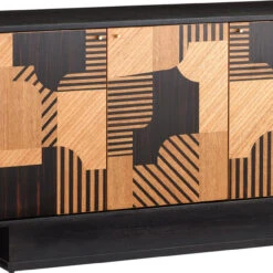 Currey & Company Memphis 31.5" Modern Cabinet Natural / Espresso / Polished Brass 3000-0278