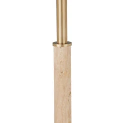 Currey & Company Miles 23.25" Modern Travertine Accent Table Natural / Polished Brass 4000-0183