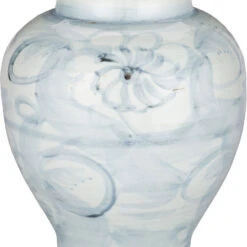 Currey & Company Ming-Style 10.25" Modern Countryside Medium Preserve Pot Off White / Pale Blue 1200-0844