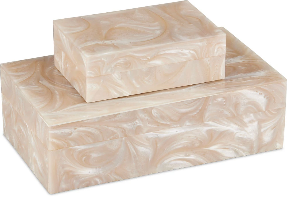 Currey & Company Perlas 3" Modern Swirl Box (set Of 2) Ivory / Natural 1200-0800 1 Currey & Company Perlas 3" Modern Swirl Box (set Of 2) Ivory / Natural 1200-0800