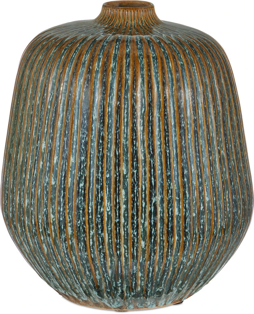Currey & Company Shoulder 13" Modern Medium Vase Reactive Blue / Brown 1200-0824 1 Currey & Company Shoulder 13" Modern Medium Vase Reactive Blue / Brown 1200-0824