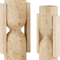 Currey & Company Stone 12" Contemporary Vase, Face To Face (set Of 2) Natural 1200-0815