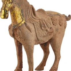 Currey & Company Tang Dynasty 16.5" Modern Iron Horse Brown / Gold 1200-0847