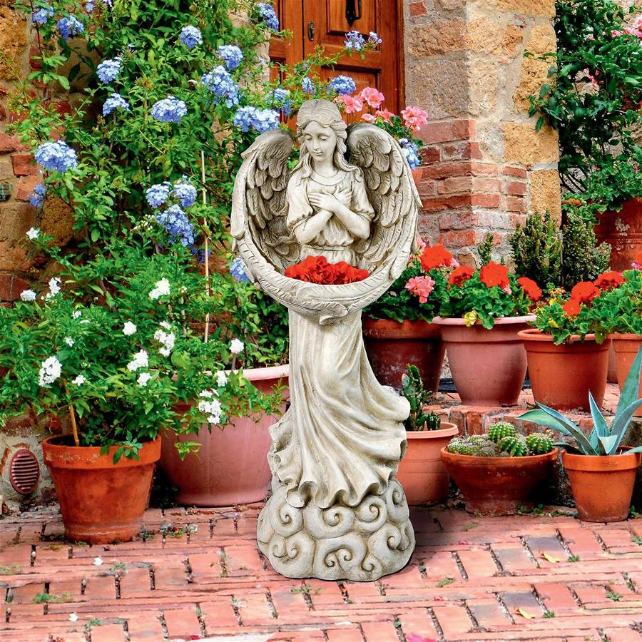 Design Toscano Angel With Winged Offering Dish Statue Fu85924 1 Design Toscano Angel With Winged Offering Dish Statue Fu85924