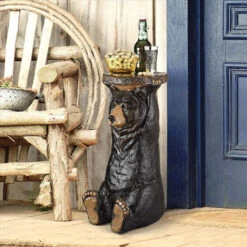 Design Toscano Black Forest Bear Pedestal Table Eu8985