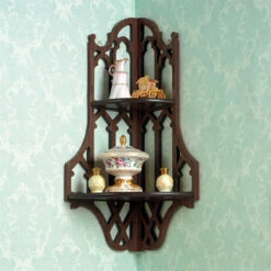 Design Toscano Canterbury Cathedral Gothic Wooden Corner Shelf Bn1325