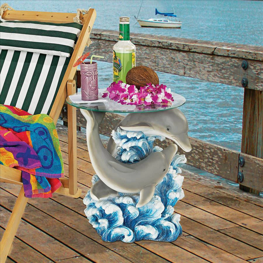Design Toscano Dolphin Cove Glass Topped Table Eu1056 1 Design Toscano Dolphin Cove Glass Topped Table Eu1056