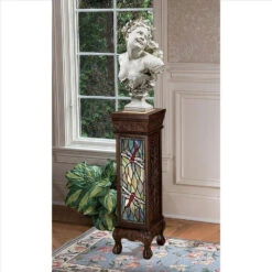 Design Toscano Dragonfly Stained Glass Pedestal Bn1035