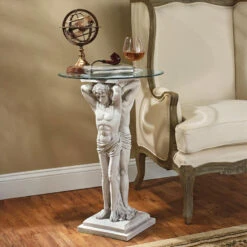 Design Toscano Hermitage Greek Man Pedestal Table Ky4124