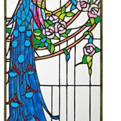 Design Toscano Peacocks Sunset Stained Glass Window Tf26313