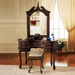 Design Toscano Queen Anne Desk With Mirror Af96168