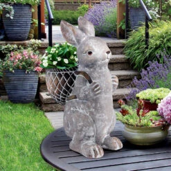 Design Toscano Rabbit With Basket Backpack Statue Ht21051041