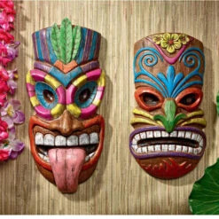 Design Toscano S/2 Tiki Face Plaques Al91864
