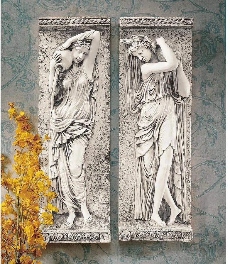 Design Toscano S/2 Water Maidens Plaques Ah91480 1 Design Toscano S/2 Water Maidens Plaques Ah91480