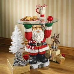 Design Toscano Santa Claus Holiday Glass Topped Table Eu9285