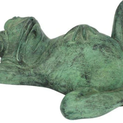 Design Toscano Spitting Lazy Frog Verdi Brozne Statue Pn57942