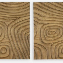 Uttermost Channels 23.6" Modern Carved Wood Wall Décor Matte Natural Oak 04357